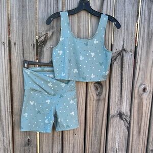 Disney Teal Mickey Mouse Patterned Athletic Short Set